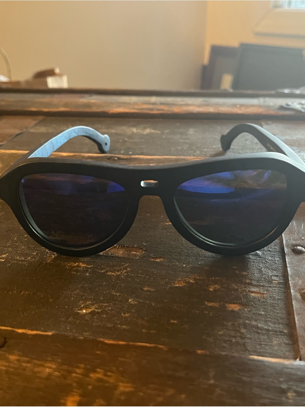 Men's/unisex spectrum blue Frame Sunglasses with purple Lenses
